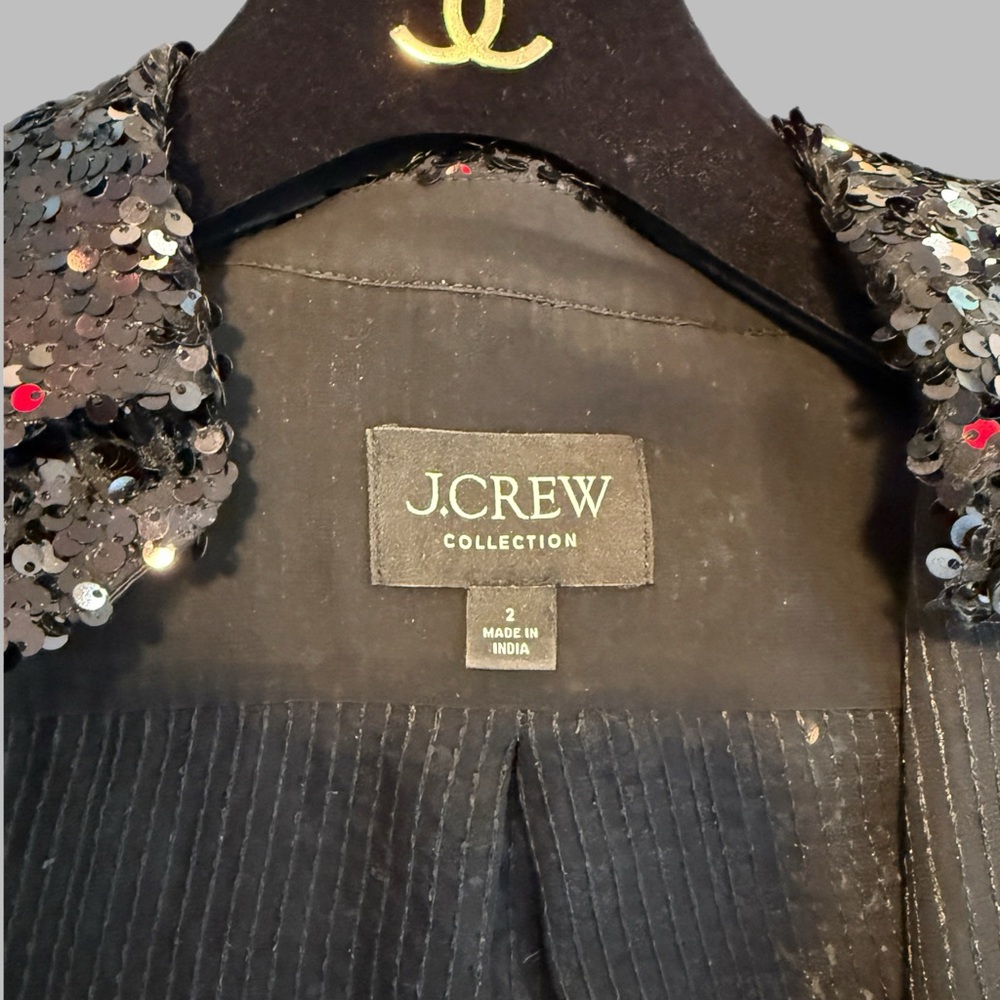 J. Crew Collections Black Sequin Button Up Shirt … - image 4